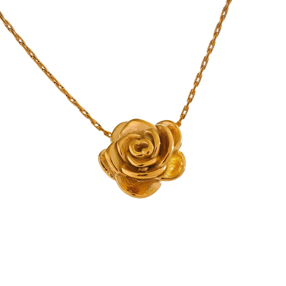 Stereoscopic flower plant pendant necklace - product image