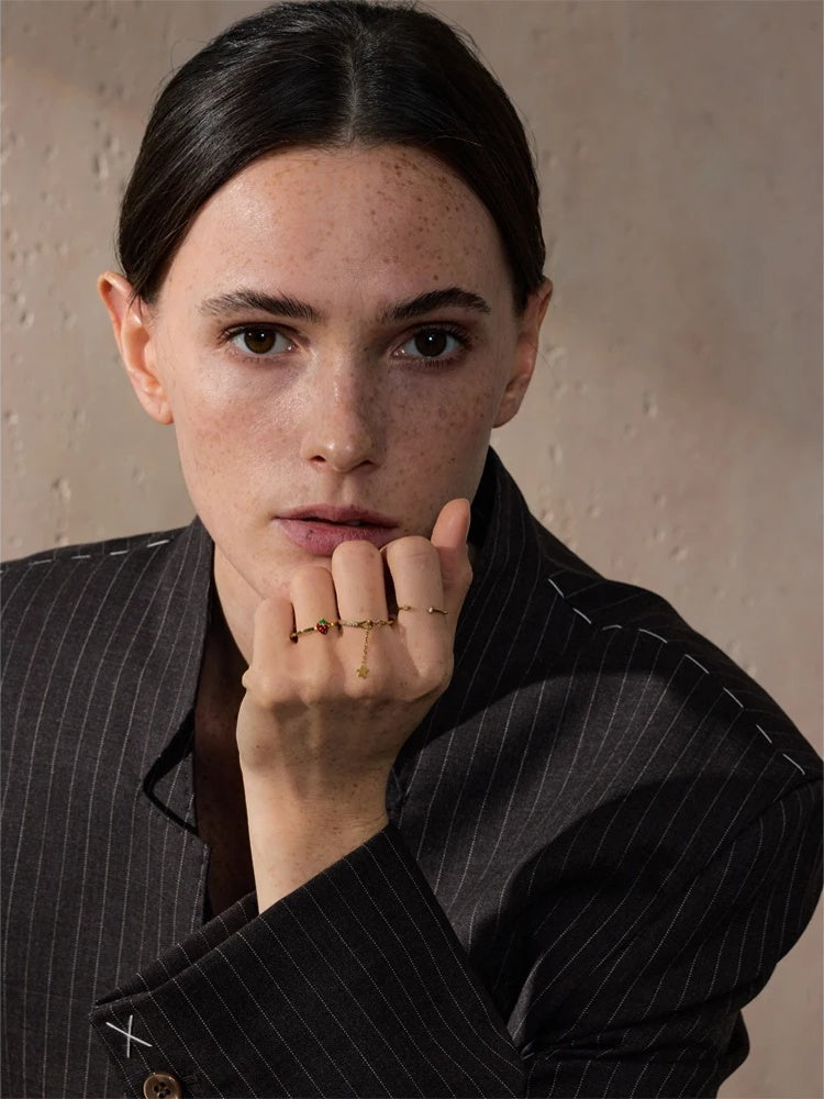 Strawberry modern adjustable open thin ring - product image