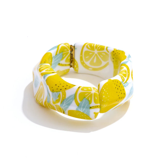 Strawberry pineapple cherry fruit resin modern bangle bracelet - product image