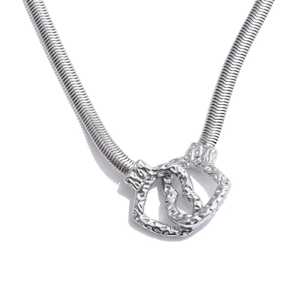 Stylish unique stainless steel heart love pendant necklace - product image