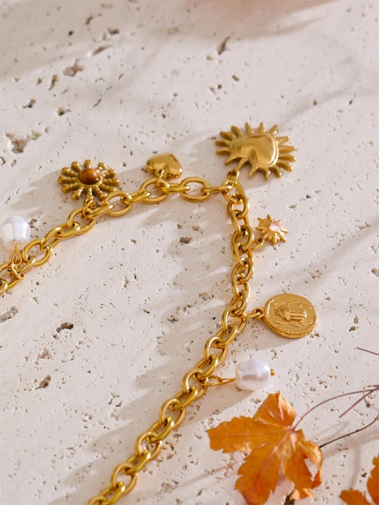 Summer sun heart drop handmade collar necklace - product image