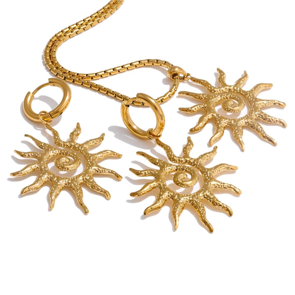 Sun drop necklace hoop earrings jewelry set - product image