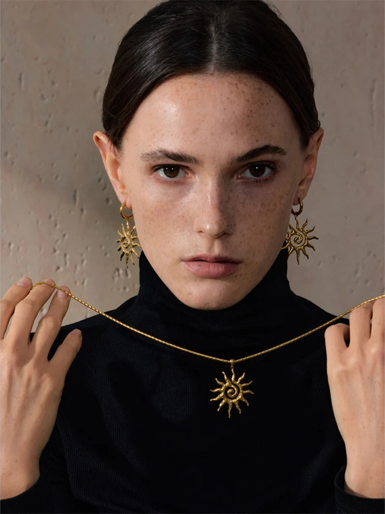 Sun drop necklace hoop earrings jewelry set - product image