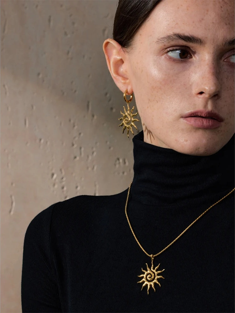 Sun drop necklace hoop earrings jewelry set - product image