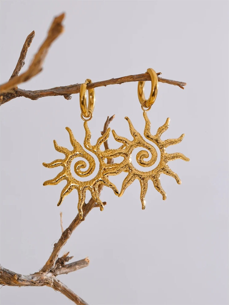 Sun drop necklace hoop earrings jewelry set - product image