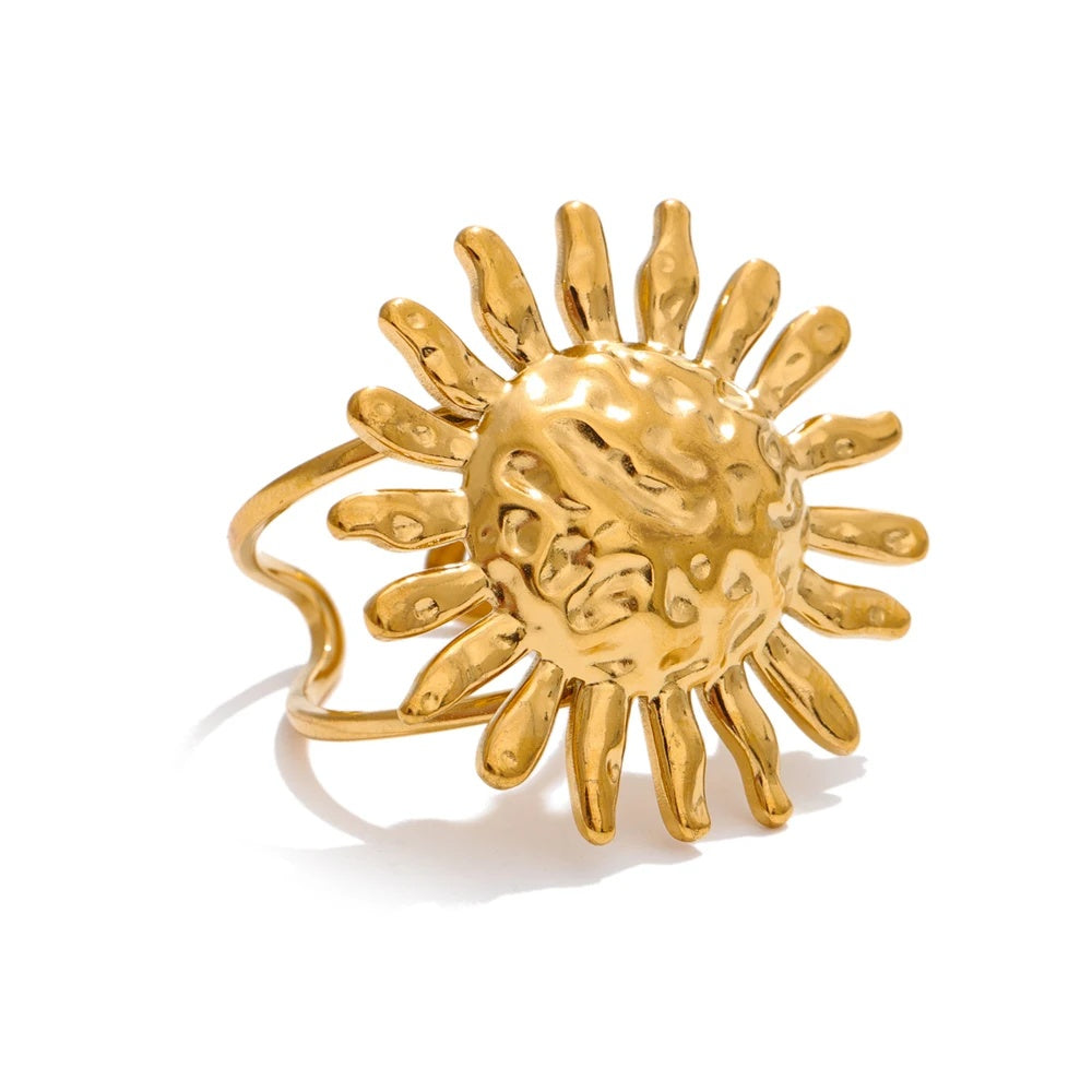 Sun flower open adjustable fashion ring - product image