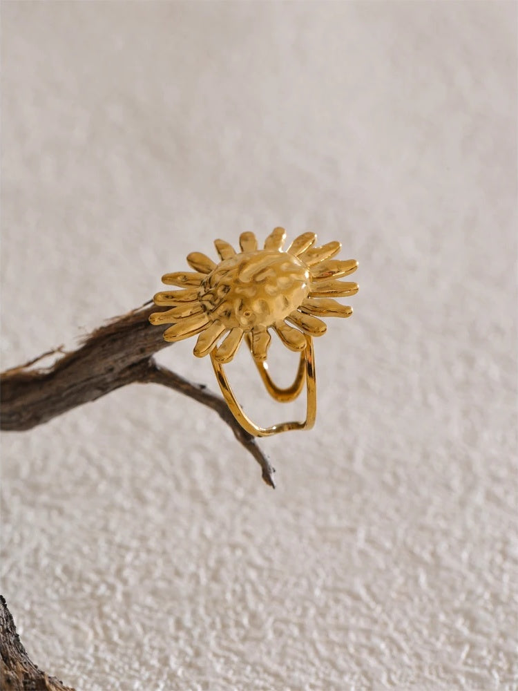 Sun flower open adjustable fashion ring - product image