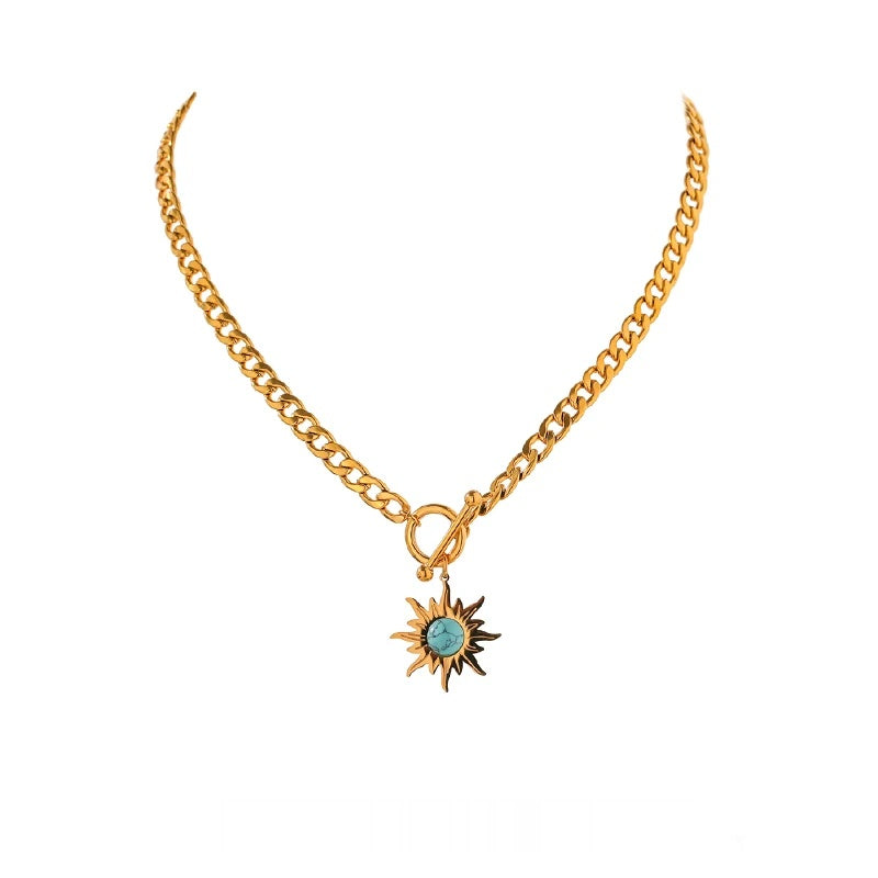 Sun flower pendant gold color chain necklace - product image