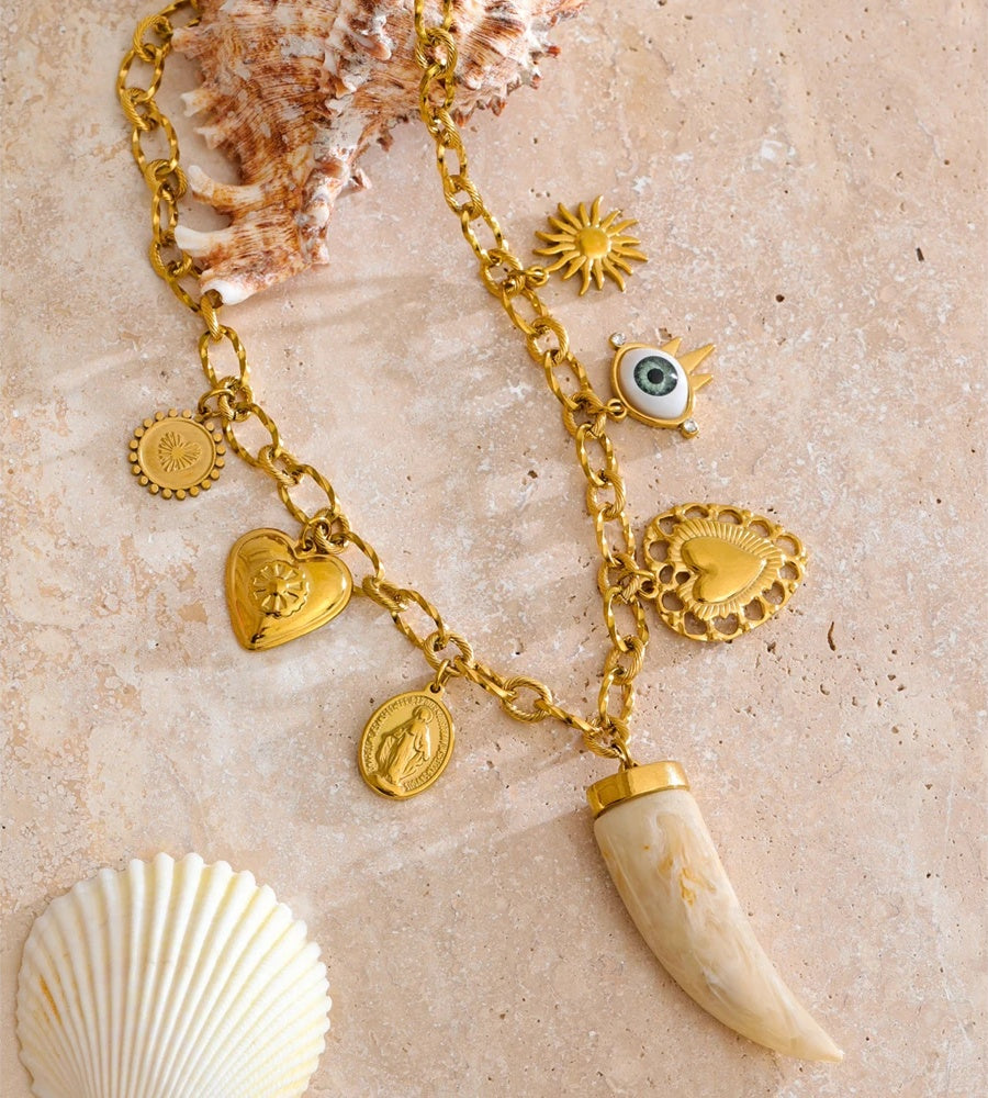 Sun heart resin pendant necklace - product image