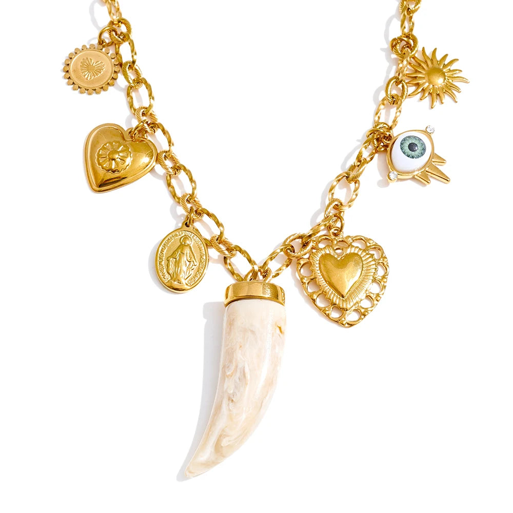 Sun heart resin pendant necklace - product image