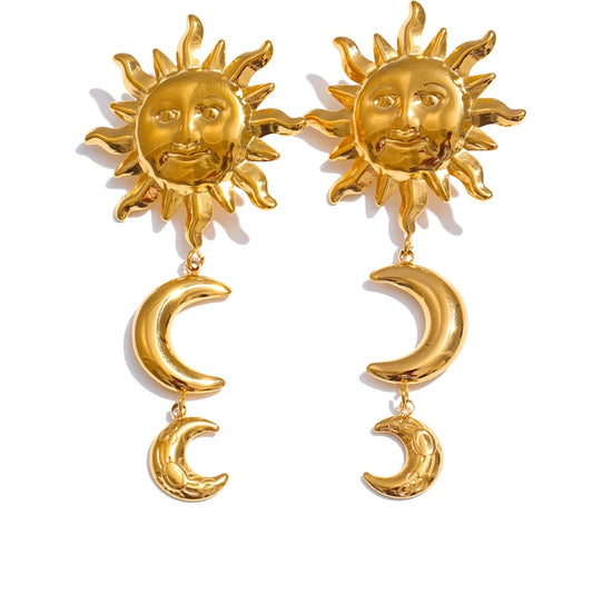 Sun moon dangle drop earrings - product image