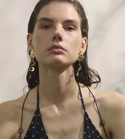Sun moon dangle drop earrings - product image