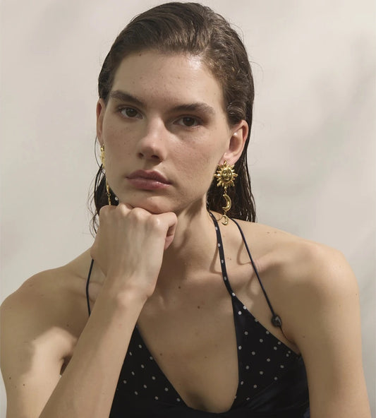 Sun moon dangle drop earrings - product image