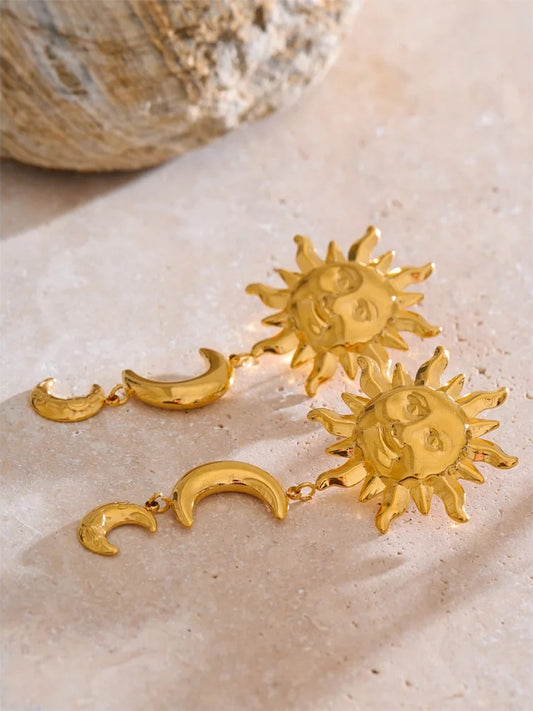 Sun moon dangle drop earrings - product image