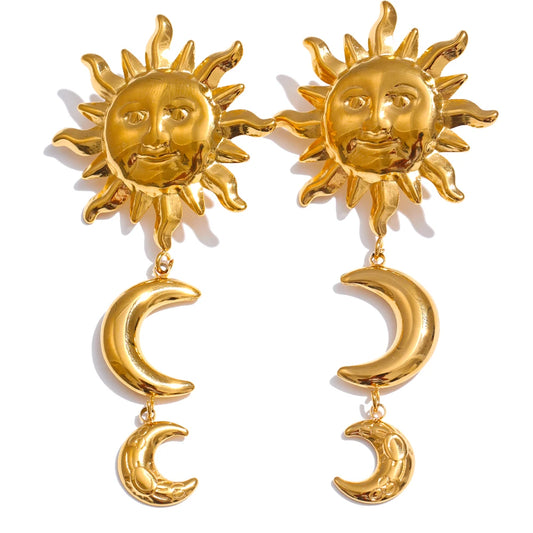 Sun moon dangle drop earrings - product image