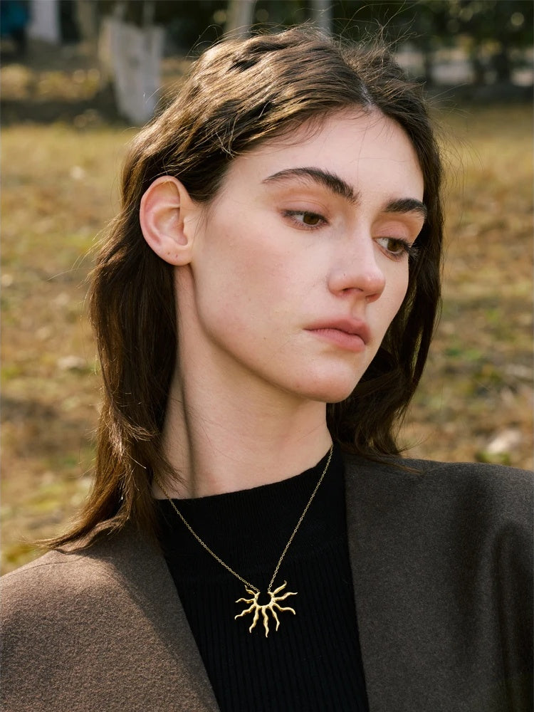 Sun pendant minimalist necklace metal trendy women - product image