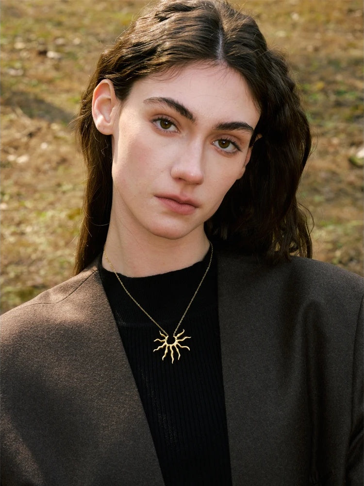 Sun pendant minimalist necklace metal trendy women - product image