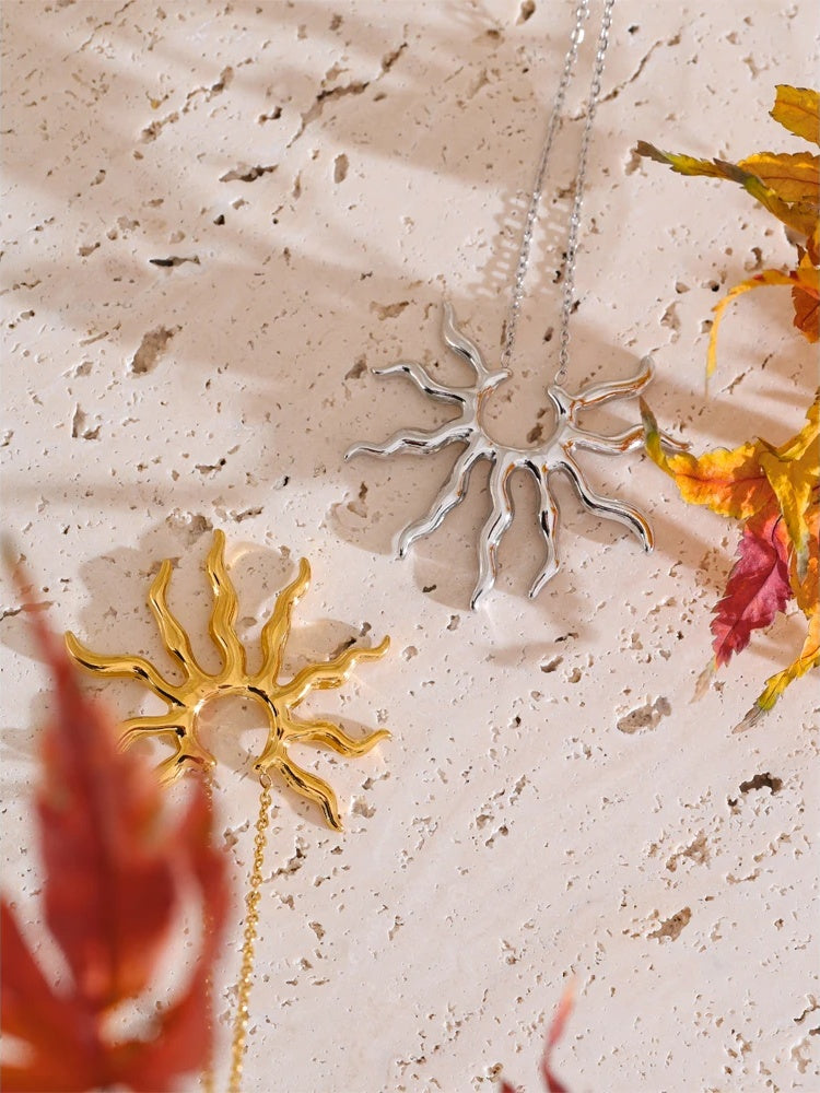 Sun pendant minimalist necklace metal trendy women - product image