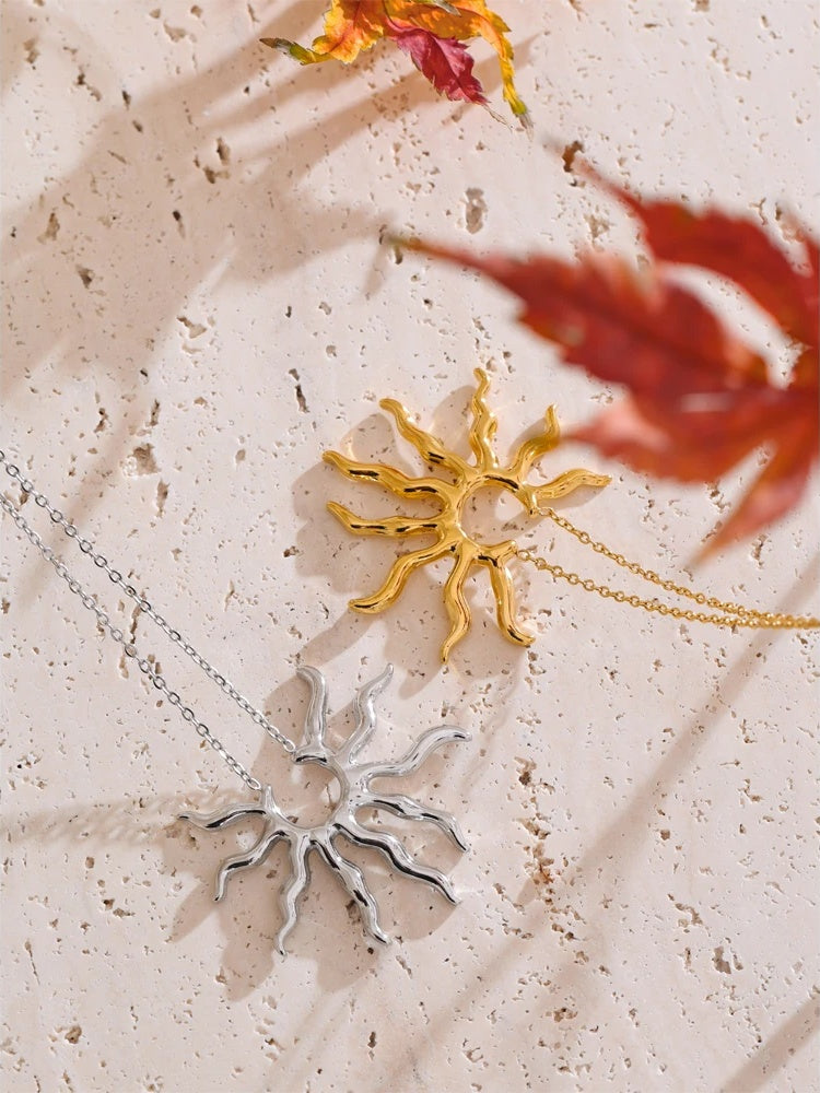 Sun pendant minimalist necklace metal trendy women - product image