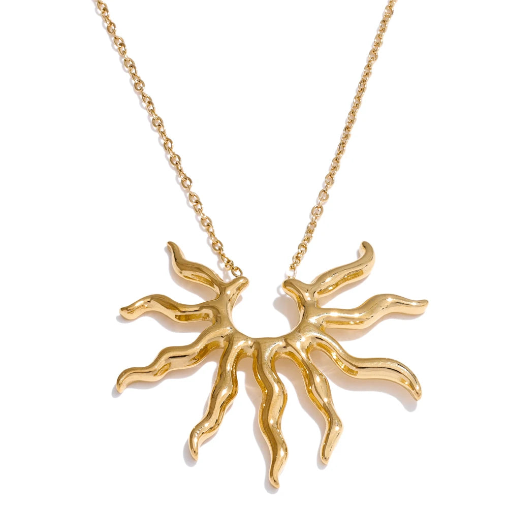 Sun pendant minimalist necklace metal trendy women - product image