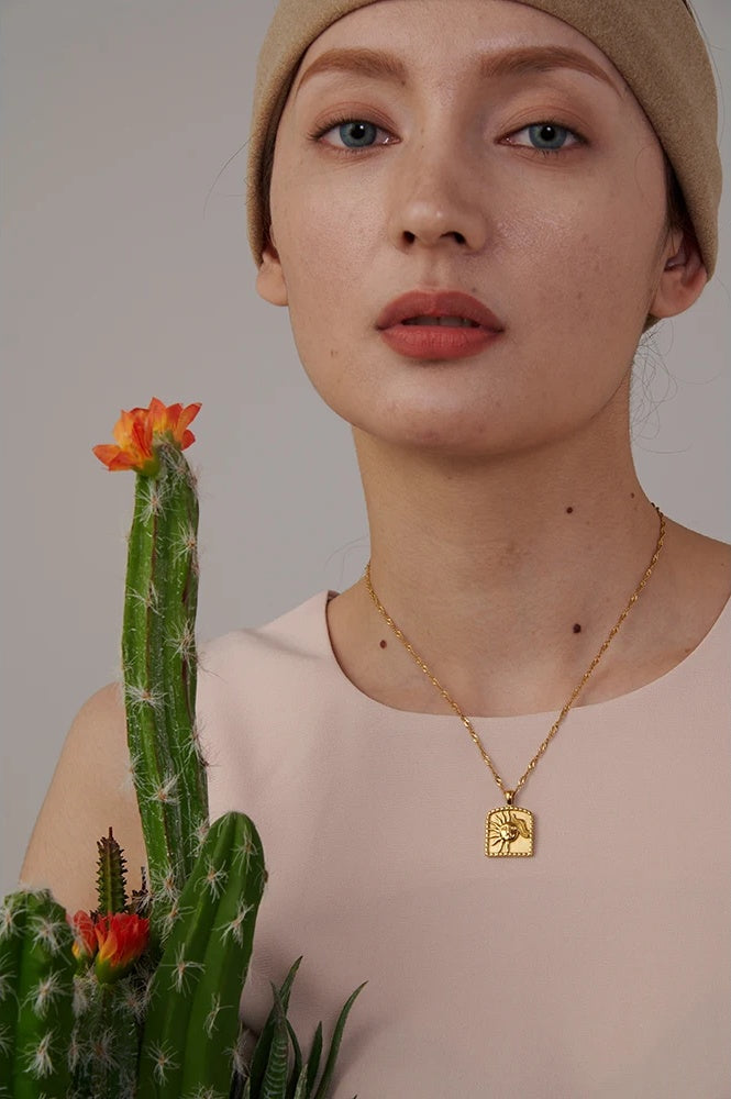 Sun pendant modern collar necklace - product image
