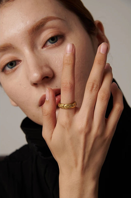 Sun star moon celestial pattern ring - product image