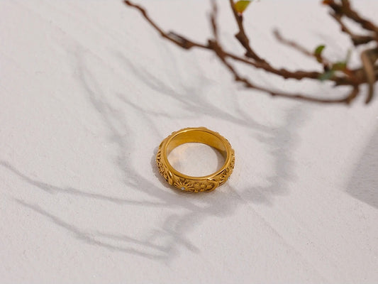 Sun star moon celestial pattern ring - product image