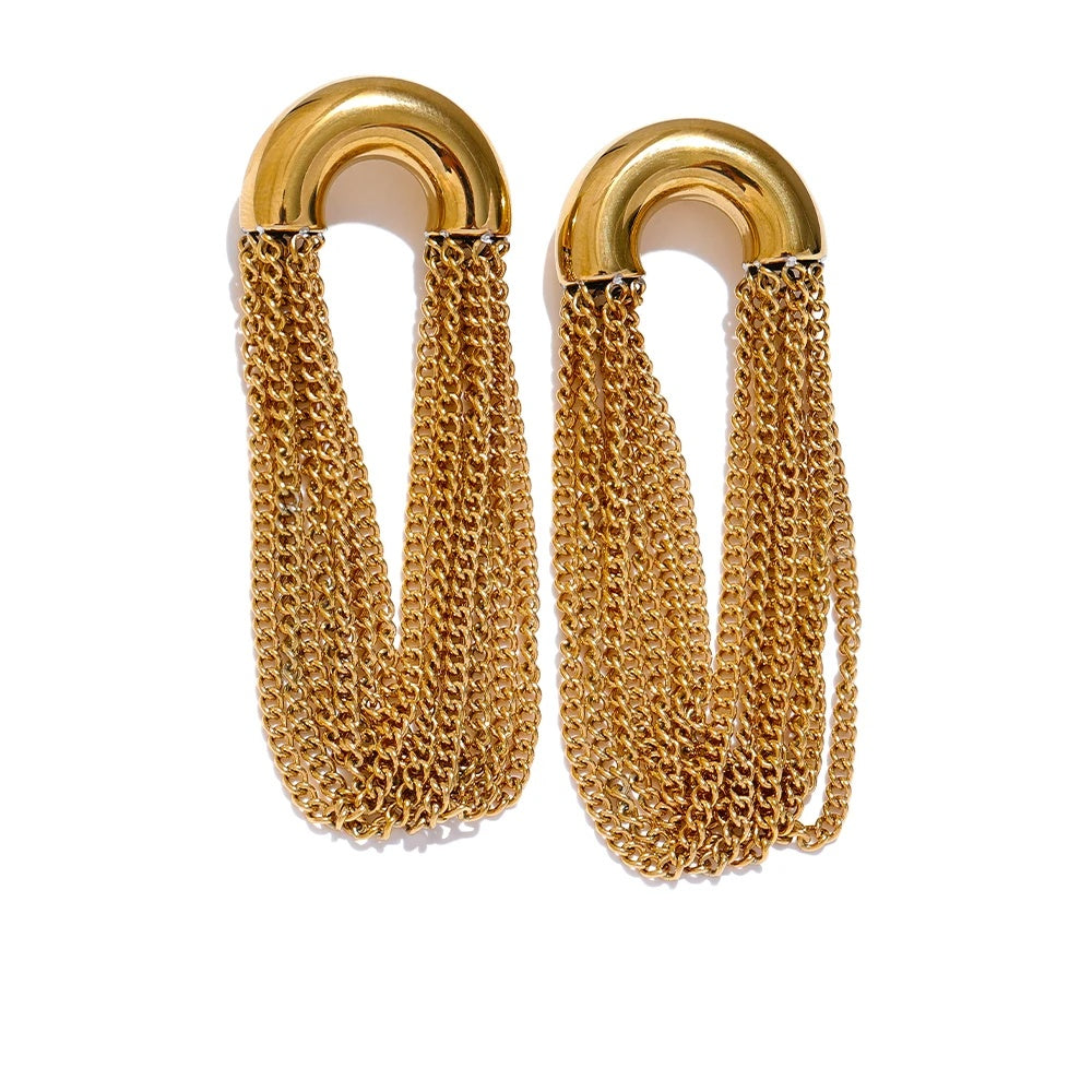 Tassel chain long drop dangle earrings for women - product image