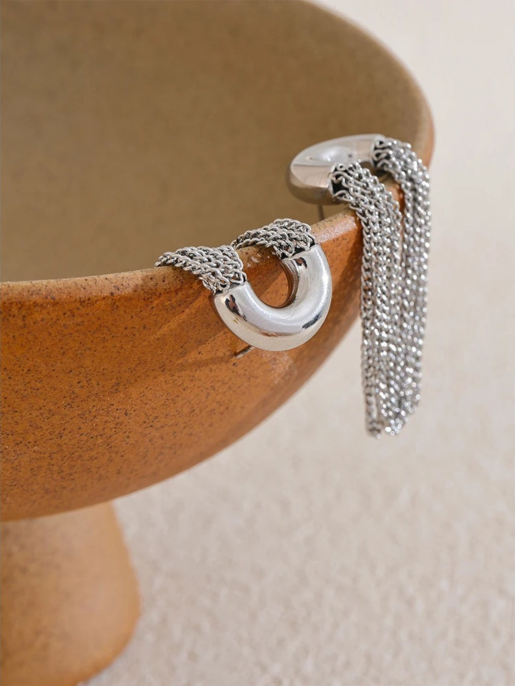 Tassel chain long drop dangle earrings for women - product image
