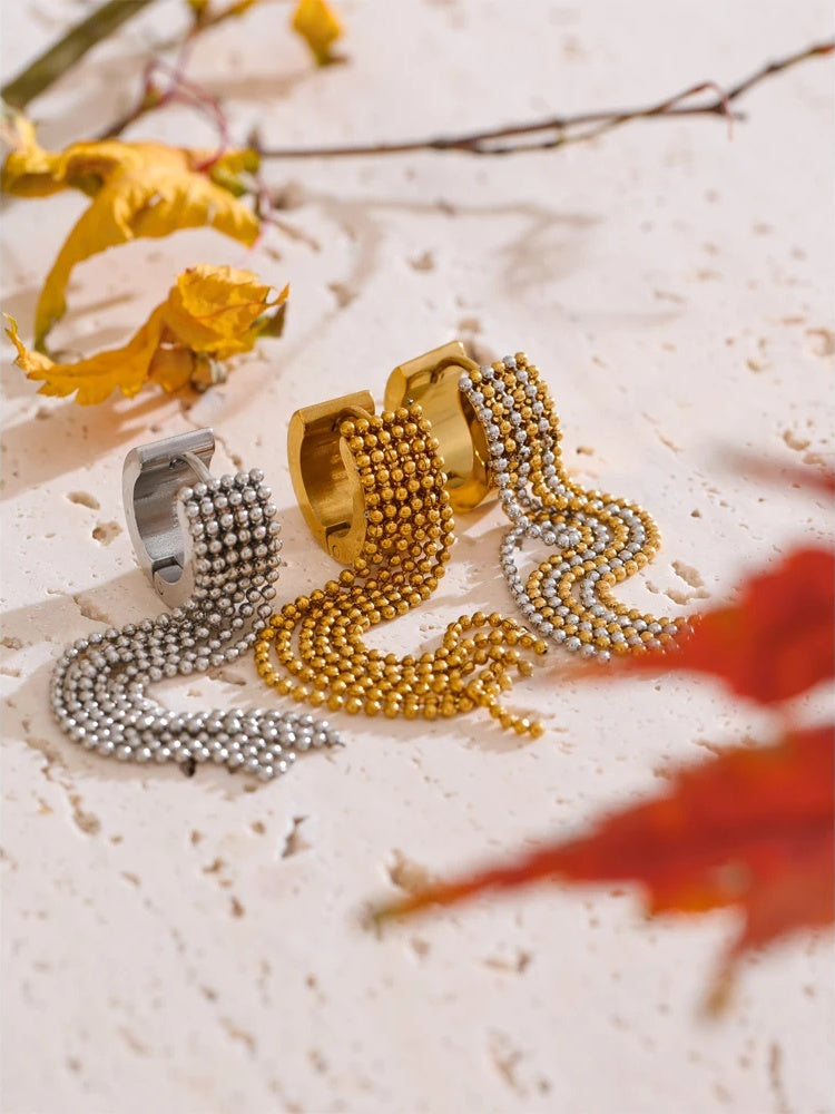 Tassel long chain drop dangle hoop earrings - product image