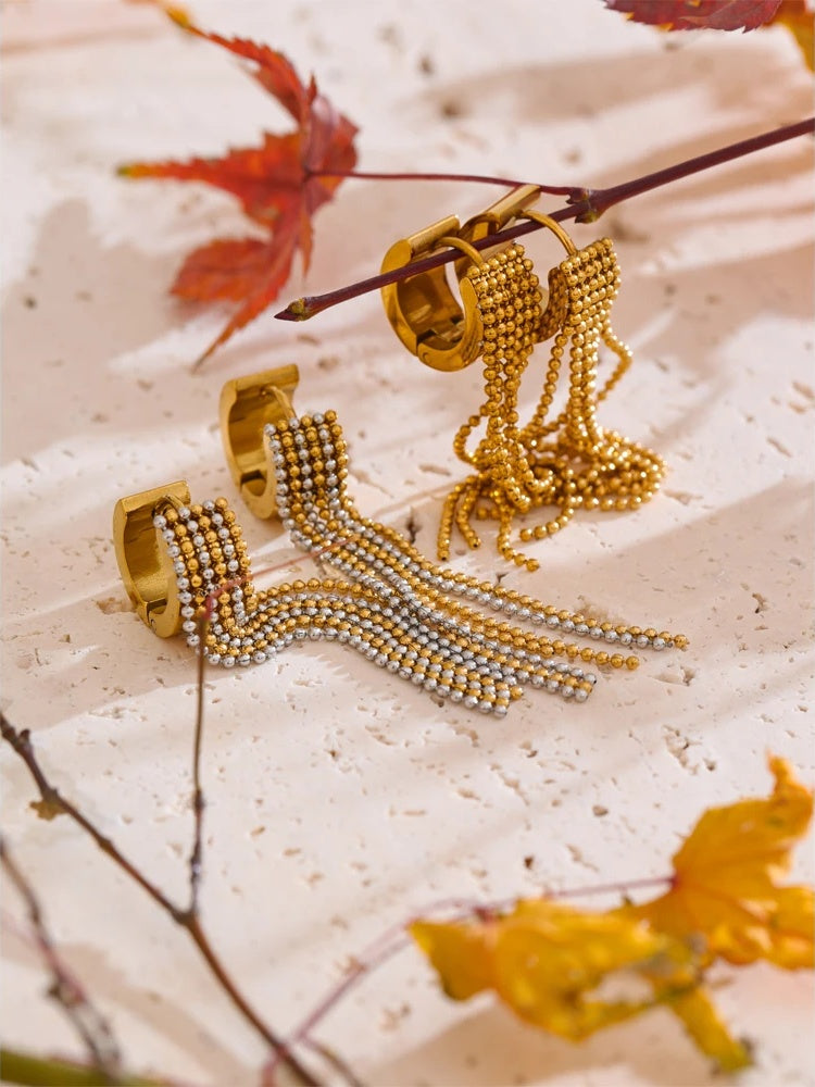 Tassel long chain drop dangle hoop earrings - product image