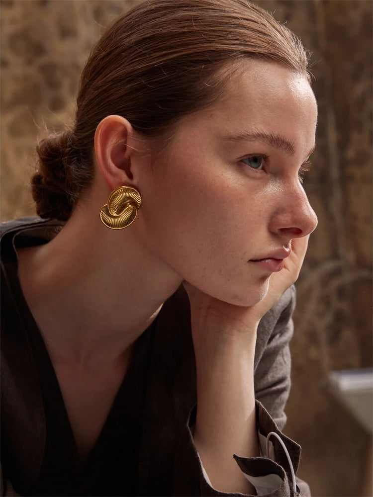 Texture waterproof stud earrings women fashion - product image