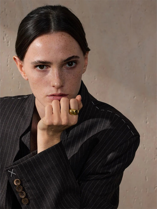 Textured minimalist chunky abstract ring women - product image