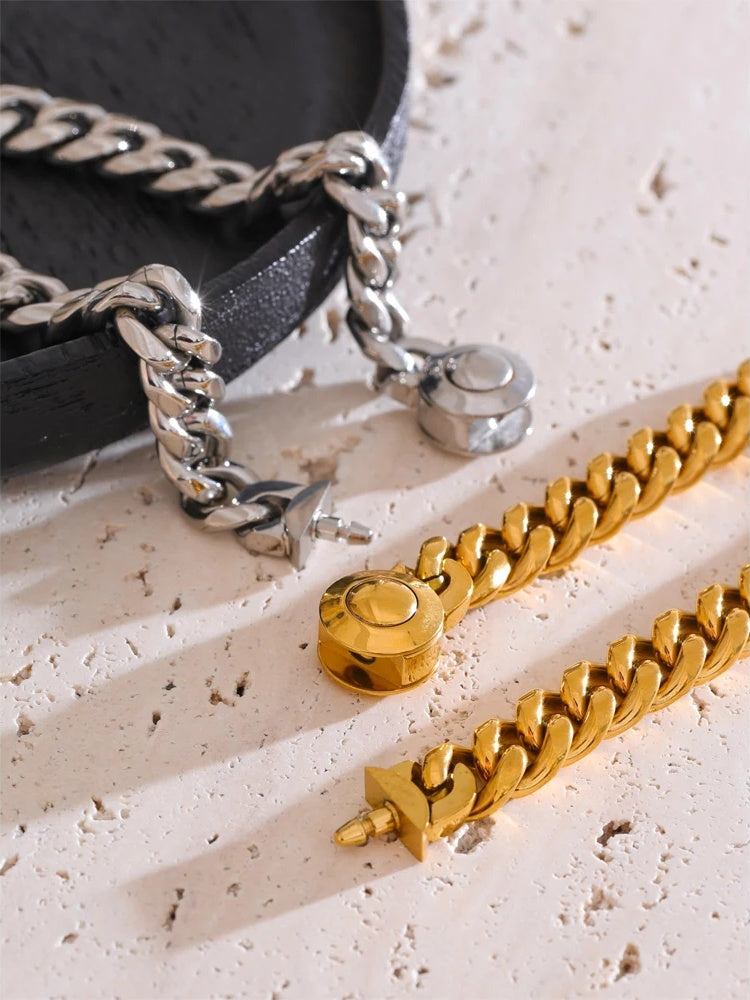 Thick cuban link chain charm bracelet - product image
