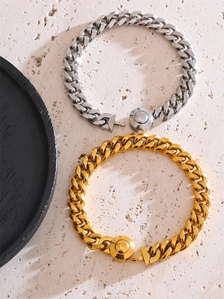 Thick cuban link chain charm bracelet - product image