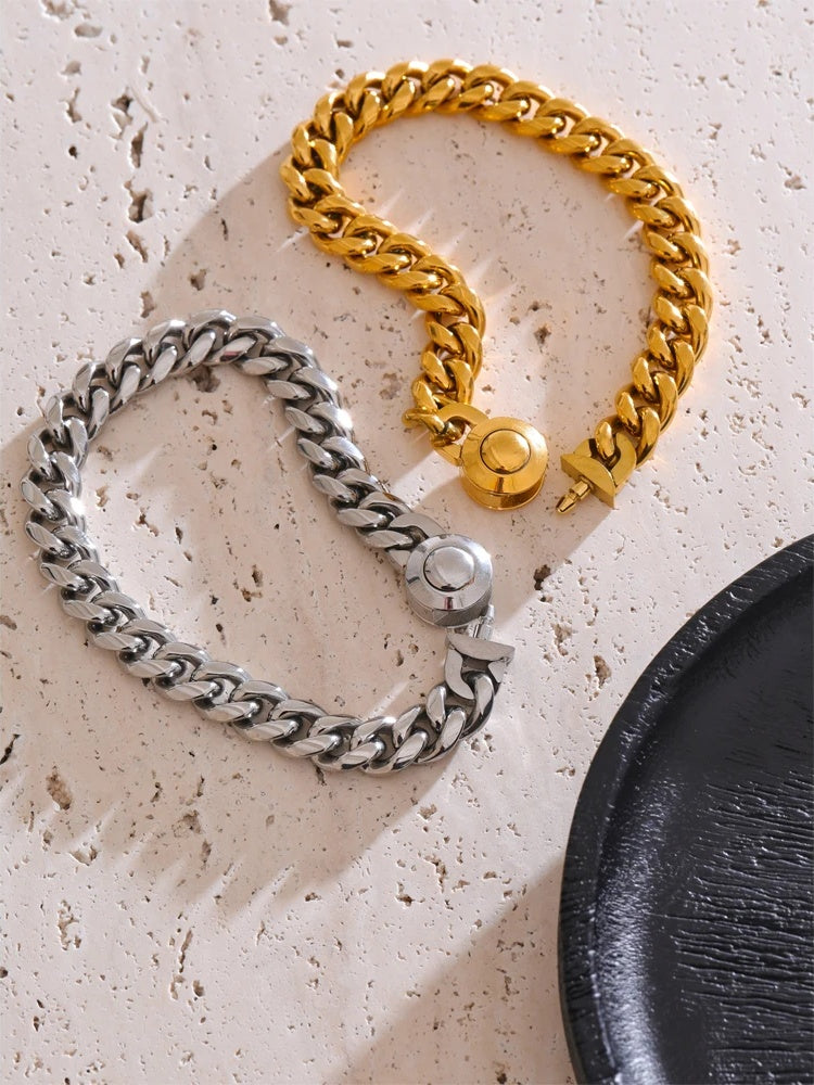 Thick cuban link chain charm bracelet - product image