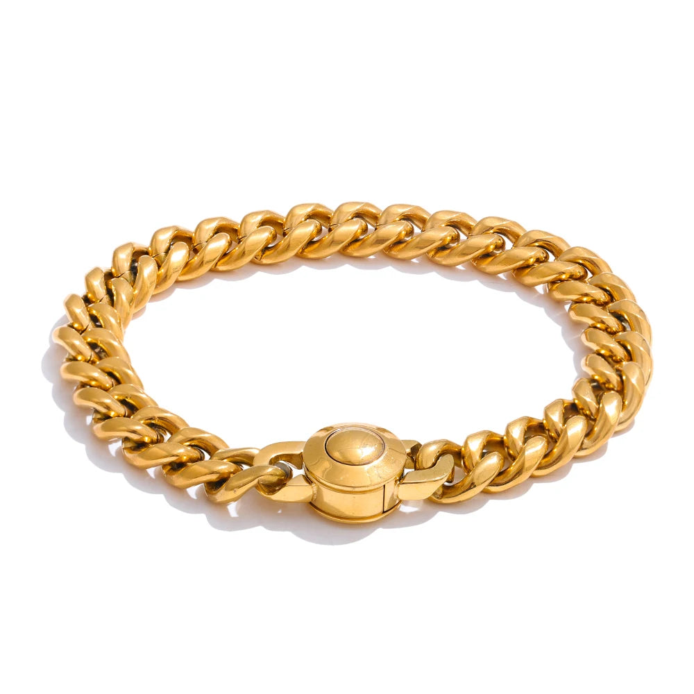 Thick cuban link chain charm bracelet - product image