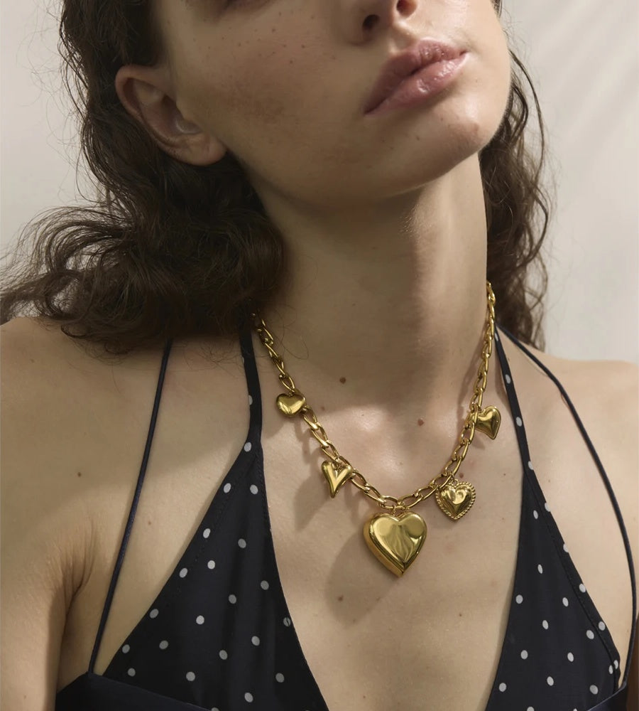 Thick heart love pendant drop necklace - product image