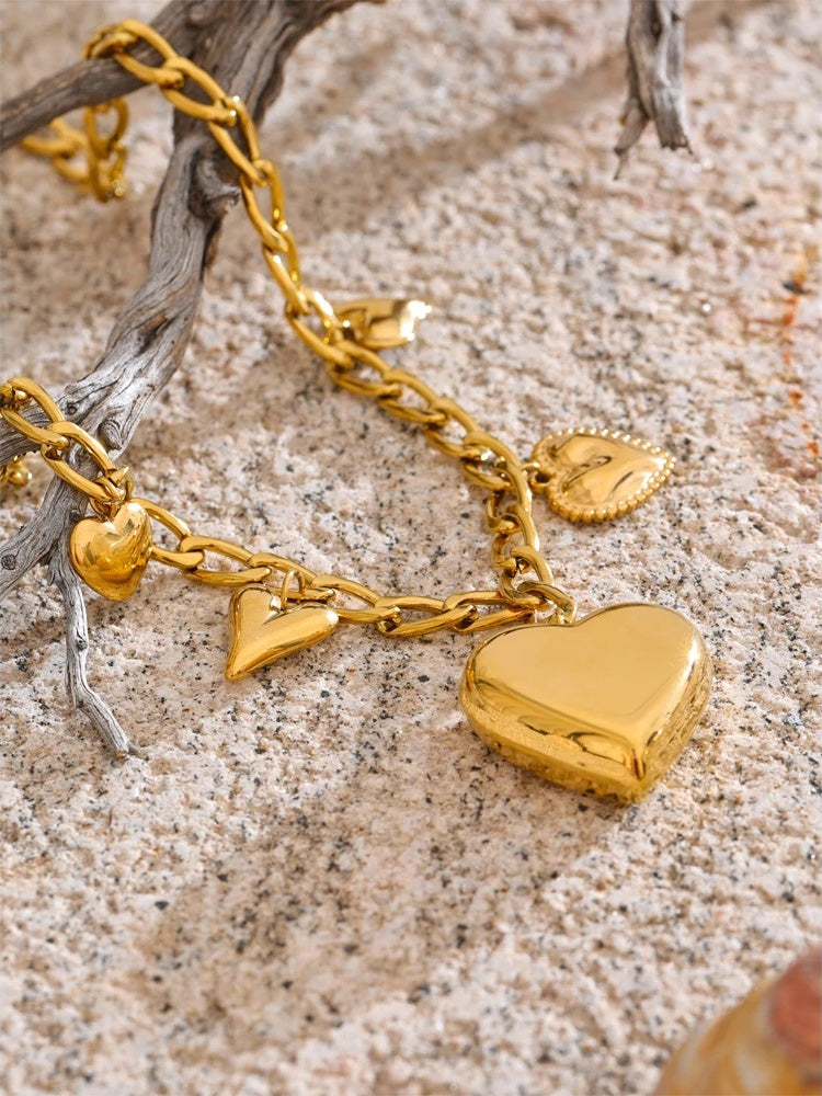 Thick heart love pendant drop necklace - product image