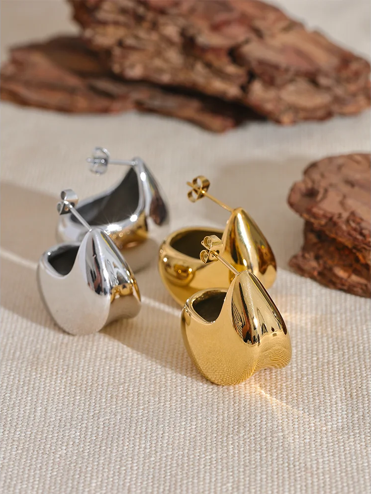 Thicker chunky hollow contemporary stud earrings - product image