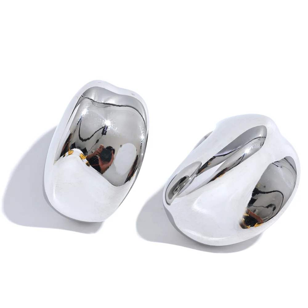 Thicker chunky hollow contemporary stud earrings - product image