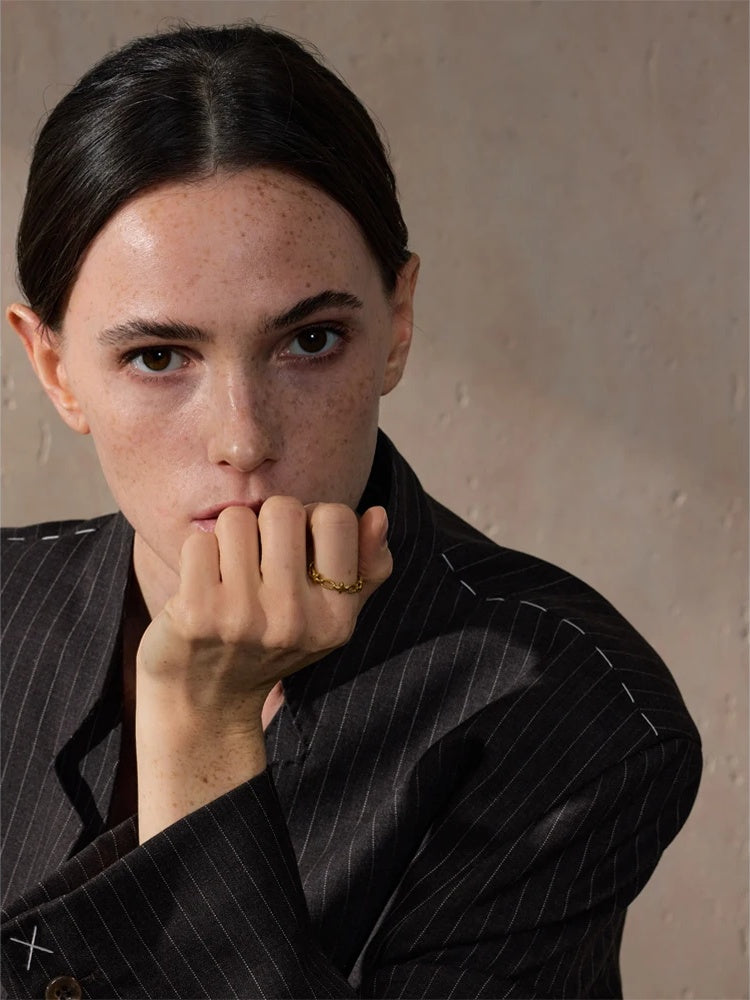 Thin cross chain fashion modern ring - product image