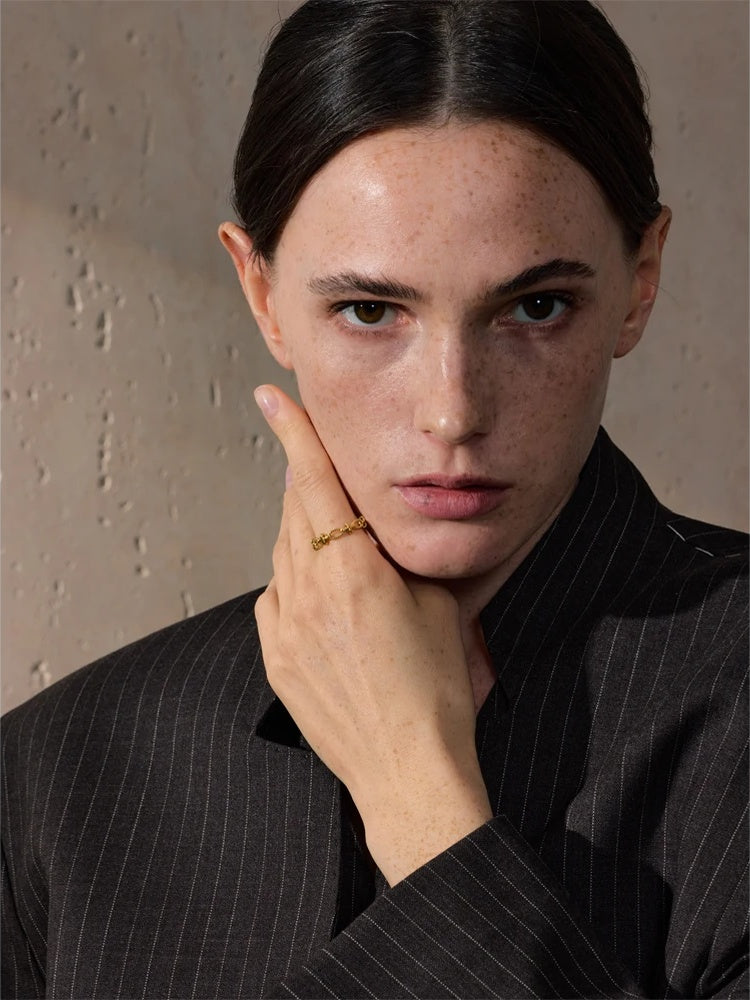 Thin cross chain fashion modern ring - product image