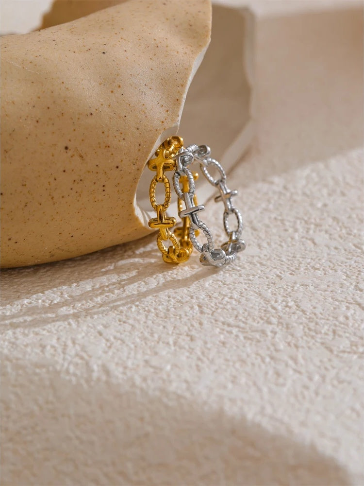 Thin cross chain fashion modern ring - product image