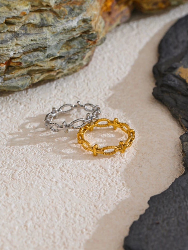 Thin cross chain fashion modern ring - product image