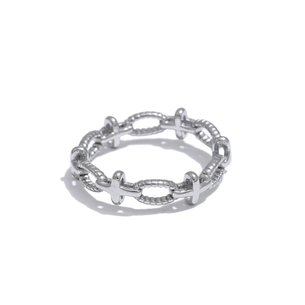 Thin cross chain fashion modern ring - product image