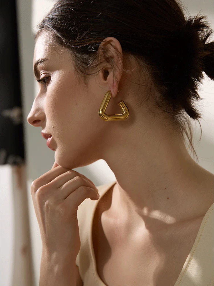 Triangle chunky hoop earrings - product image