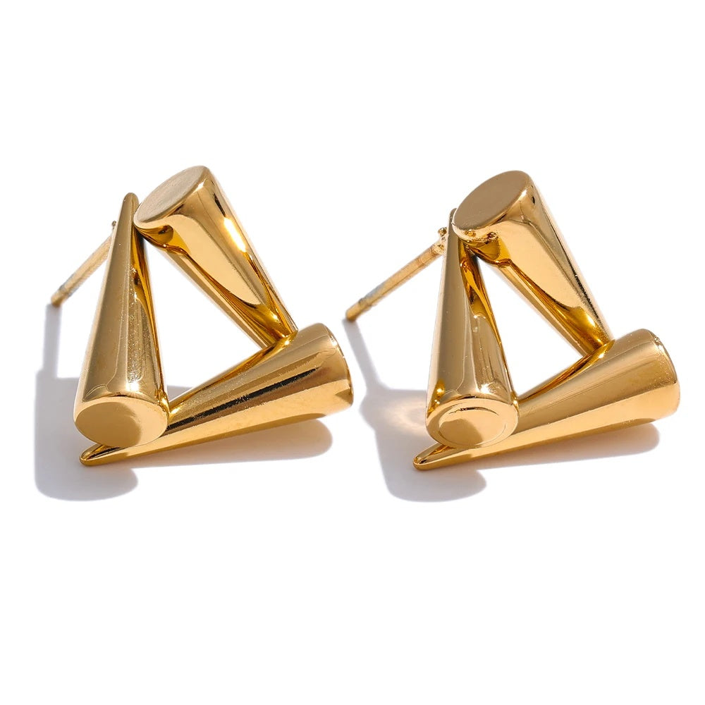 Triangle geometry unusual rust proof stud earrings - product image