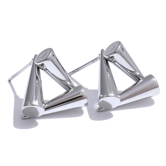 Triangle geometry unusual rust proof stud earrings - product image