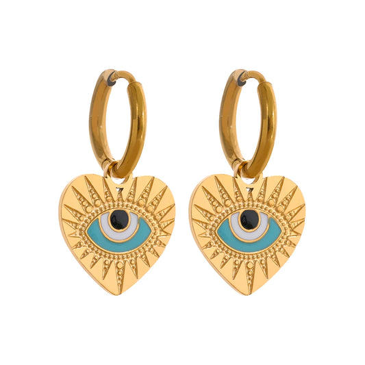 Turkey evil eye hoop earrings women charm - product image